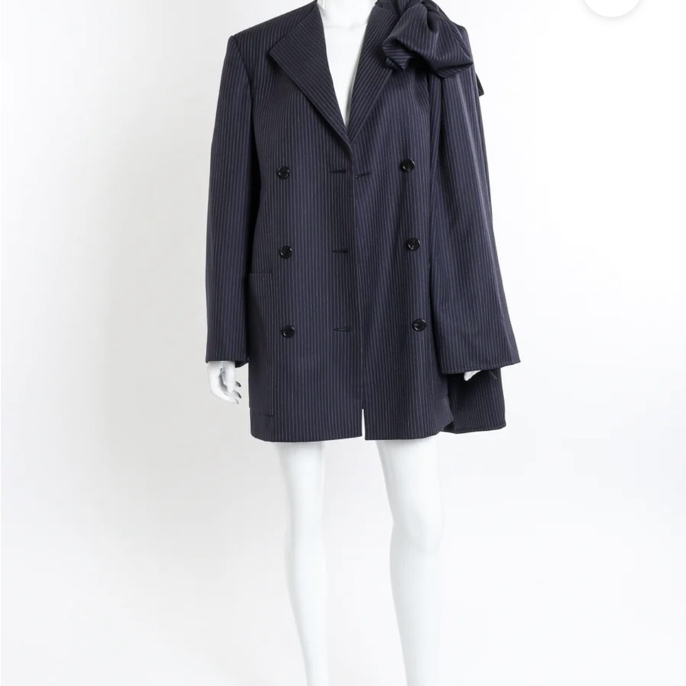Nina Ricci Navy Pinstripe Blazer with Bow Detail